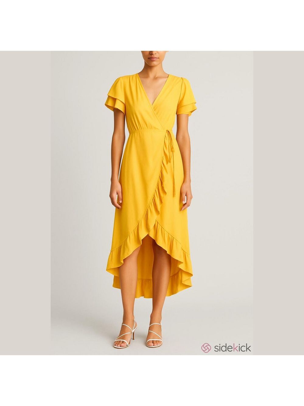 Sidekick Yellow High-Low Wrap Dress Medium